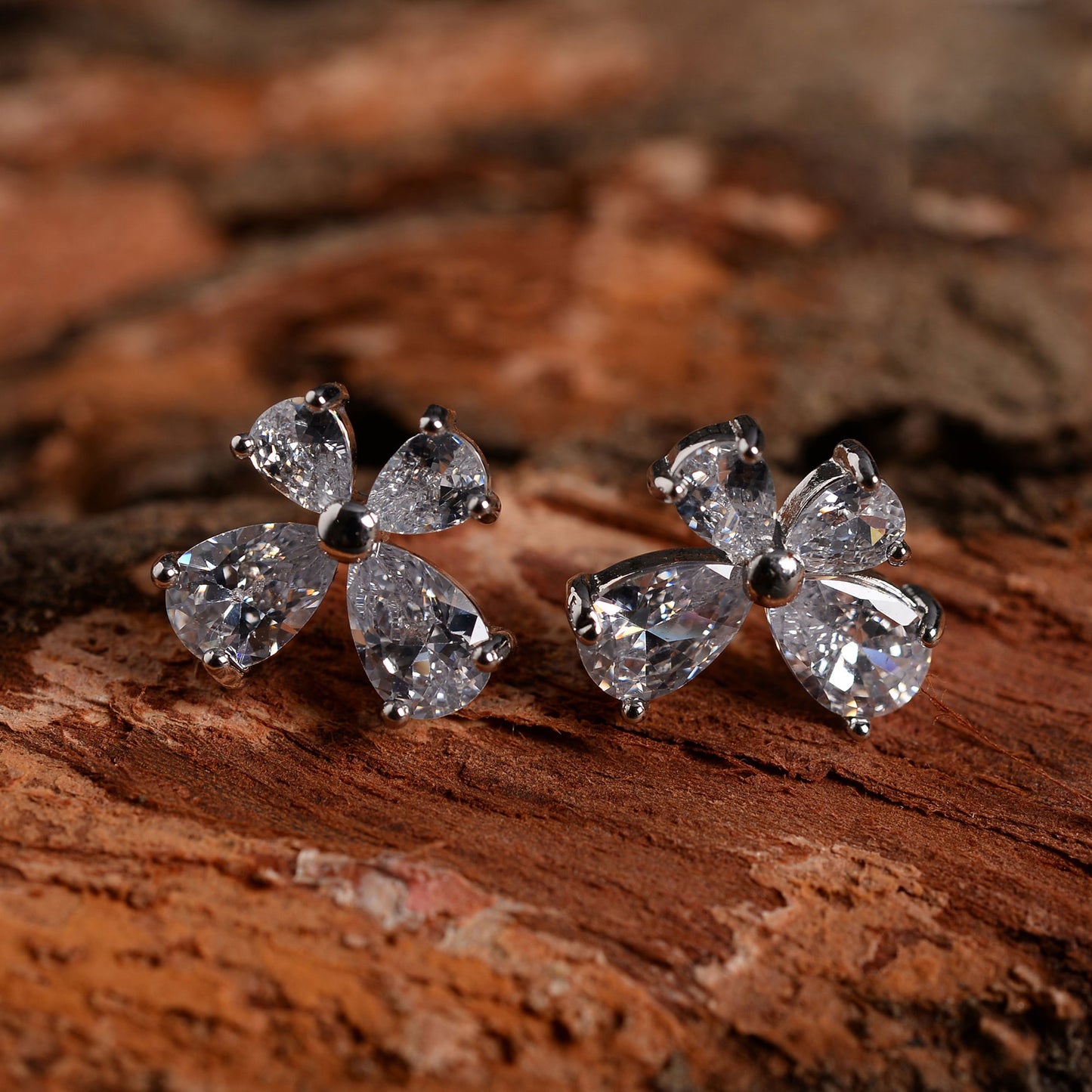 Lunavea- Stone Studded Zirconia Stud Earrings