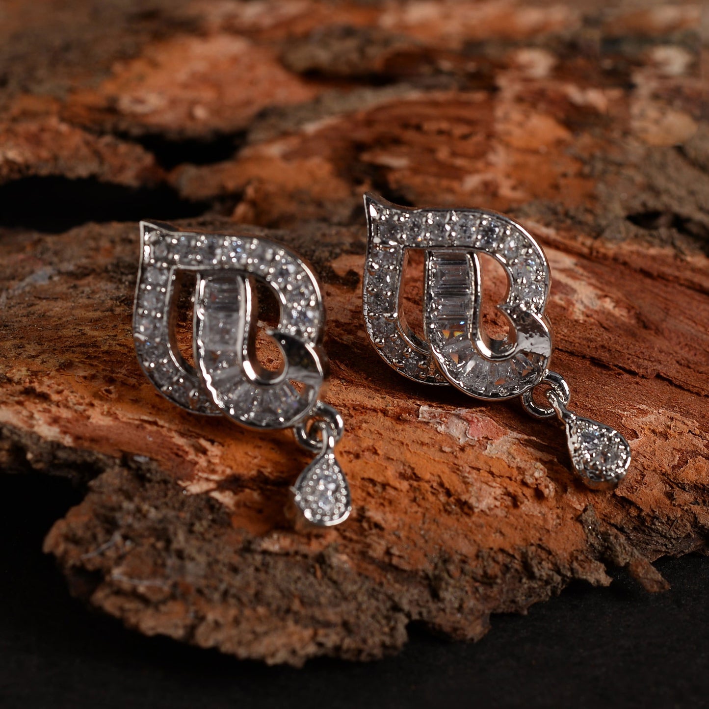 Noctavia- Stone Studded Zirconia Stud Earrings