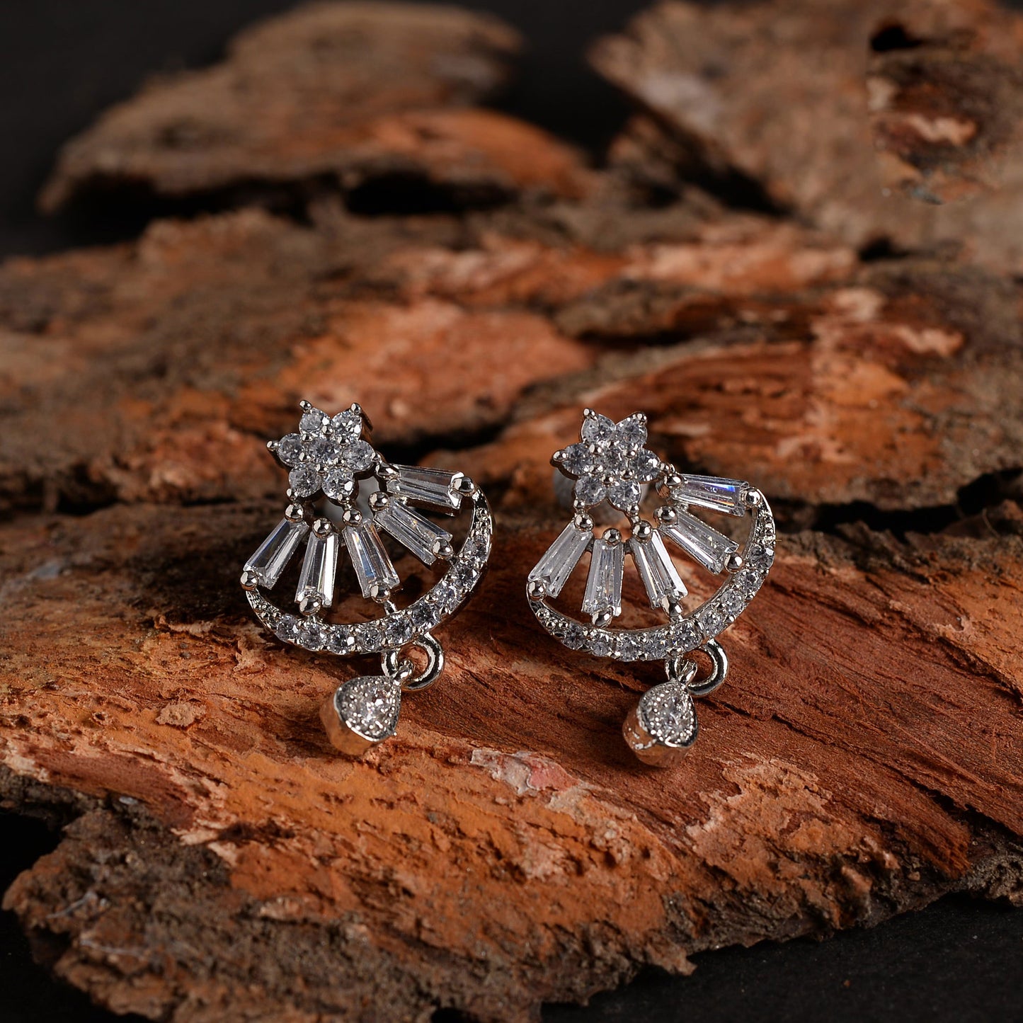 Asterina- Stone Studded Zirconia Stud Earrings