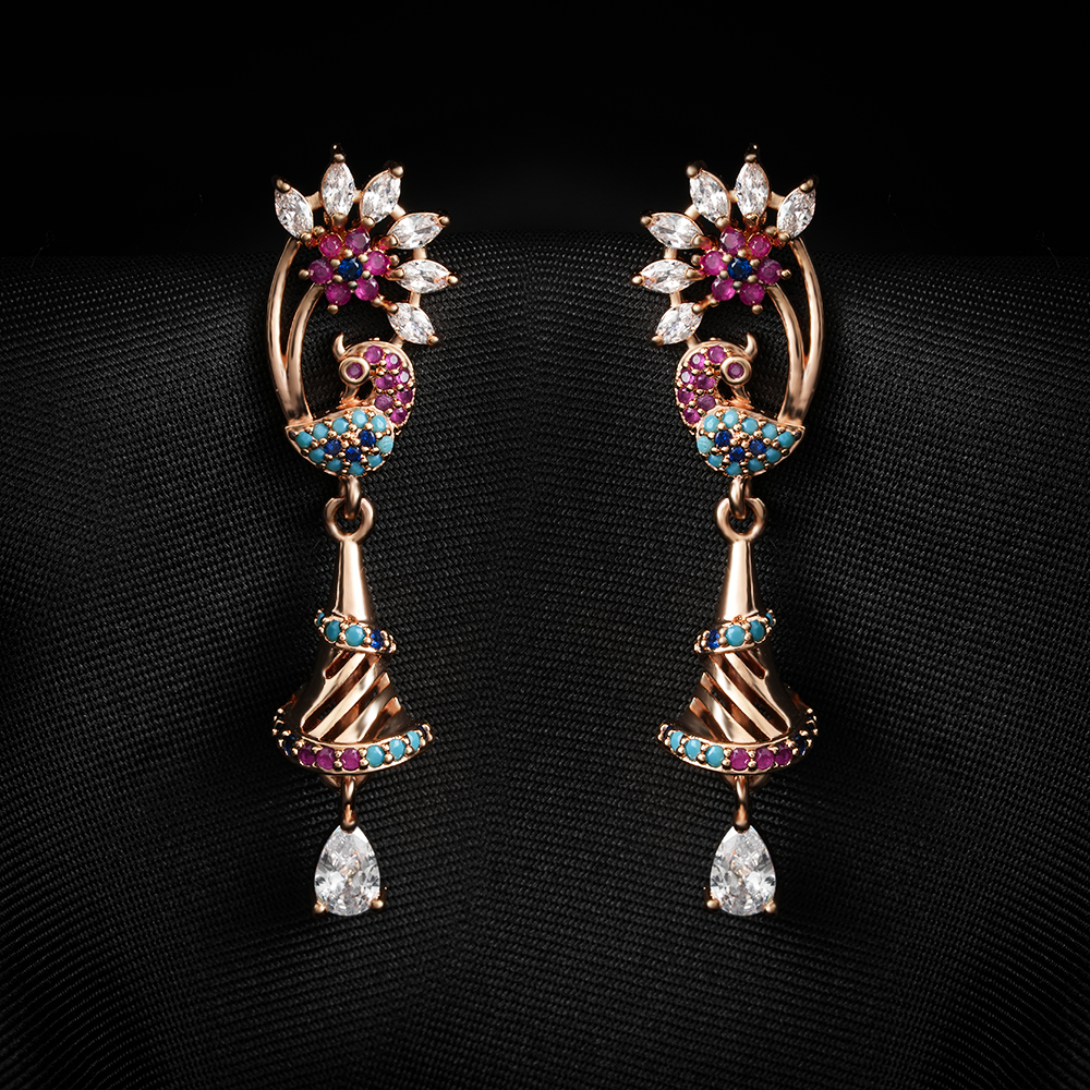 Stellavia- Stone Studded Zirconia Dangler Earrings