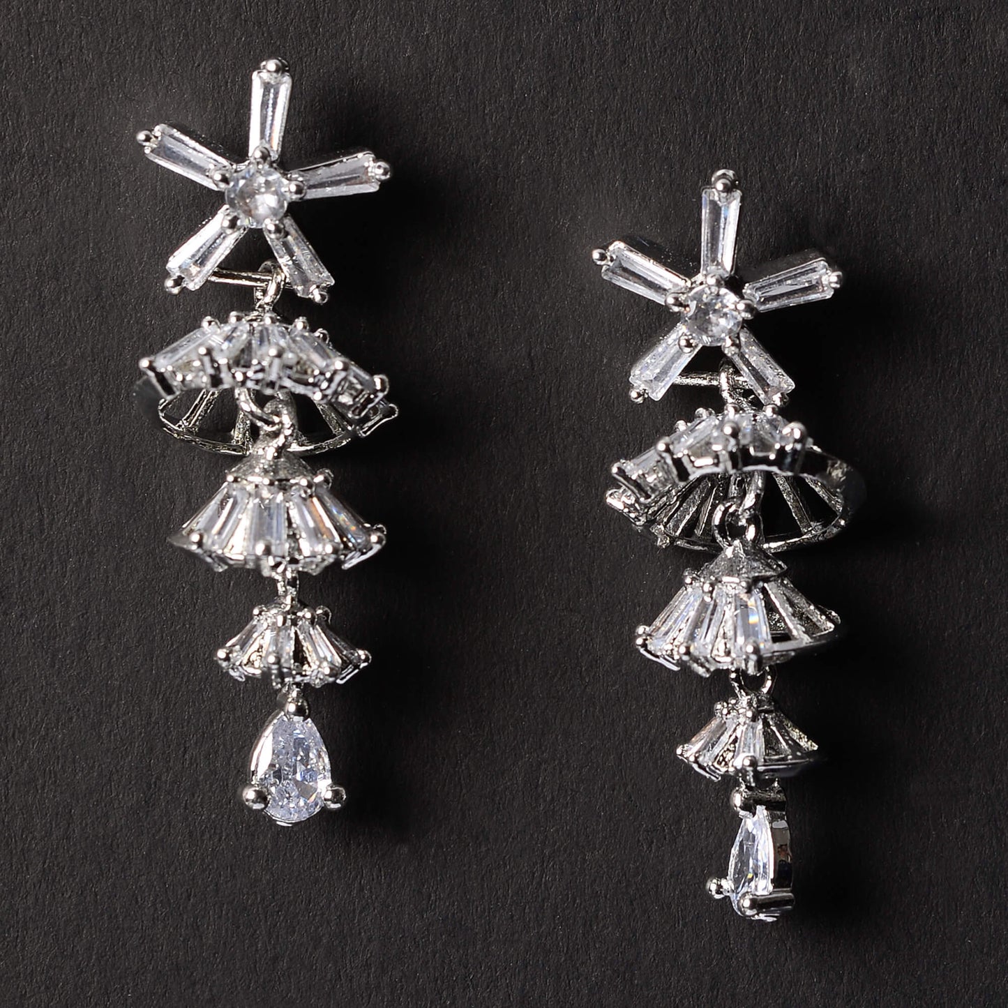 Elestelle- Stone Studded Zirconia Dangler Earrings