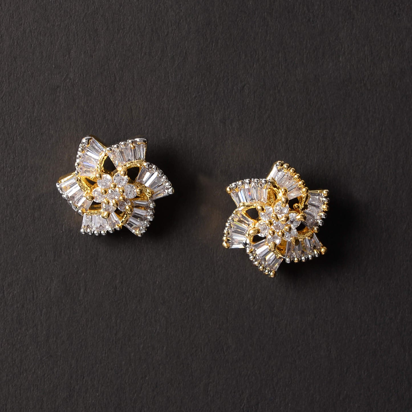 Stellory- Stone Studded Zirconia Stud Earrings