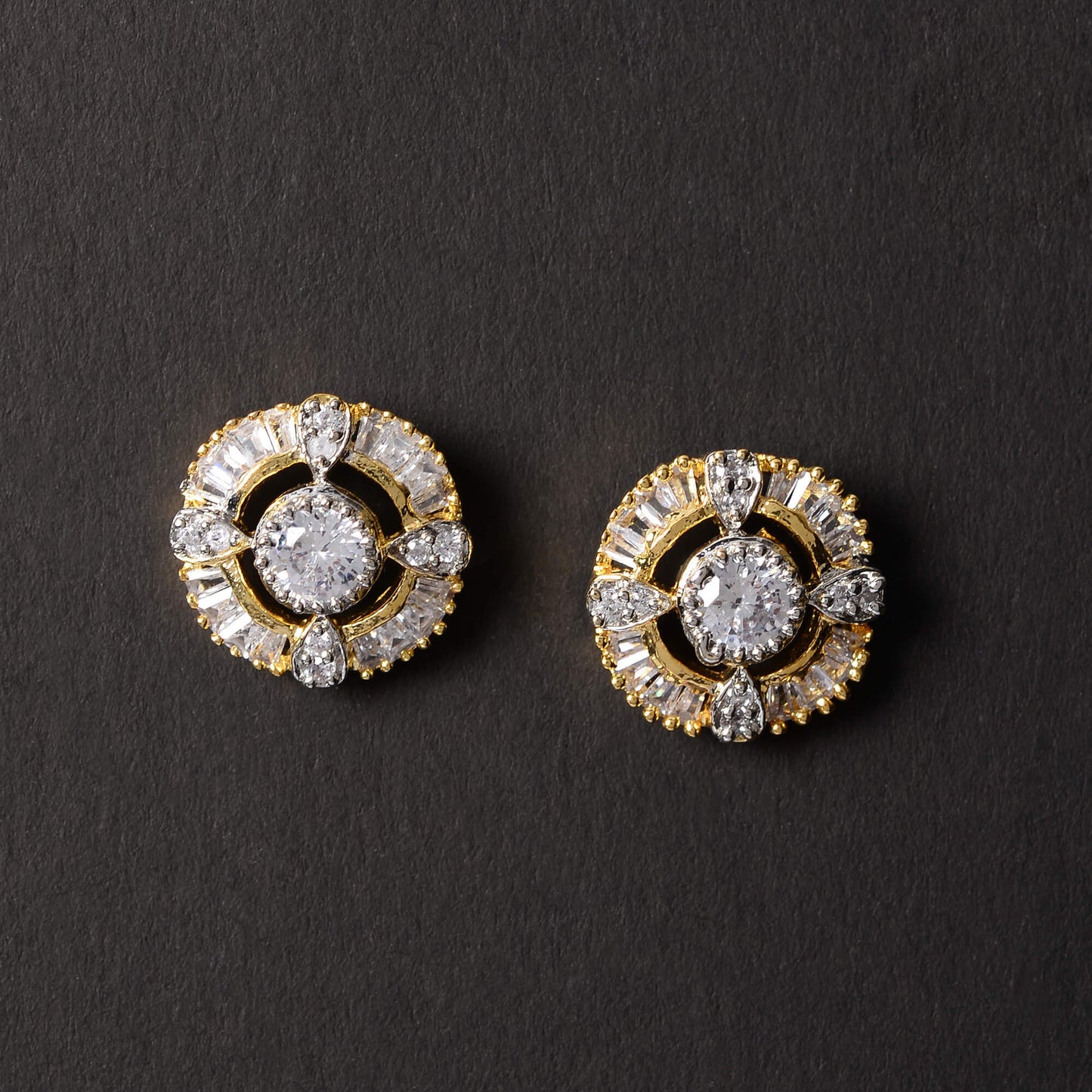Starina Bloom- Stone Studded Zirconia Stud Earrings