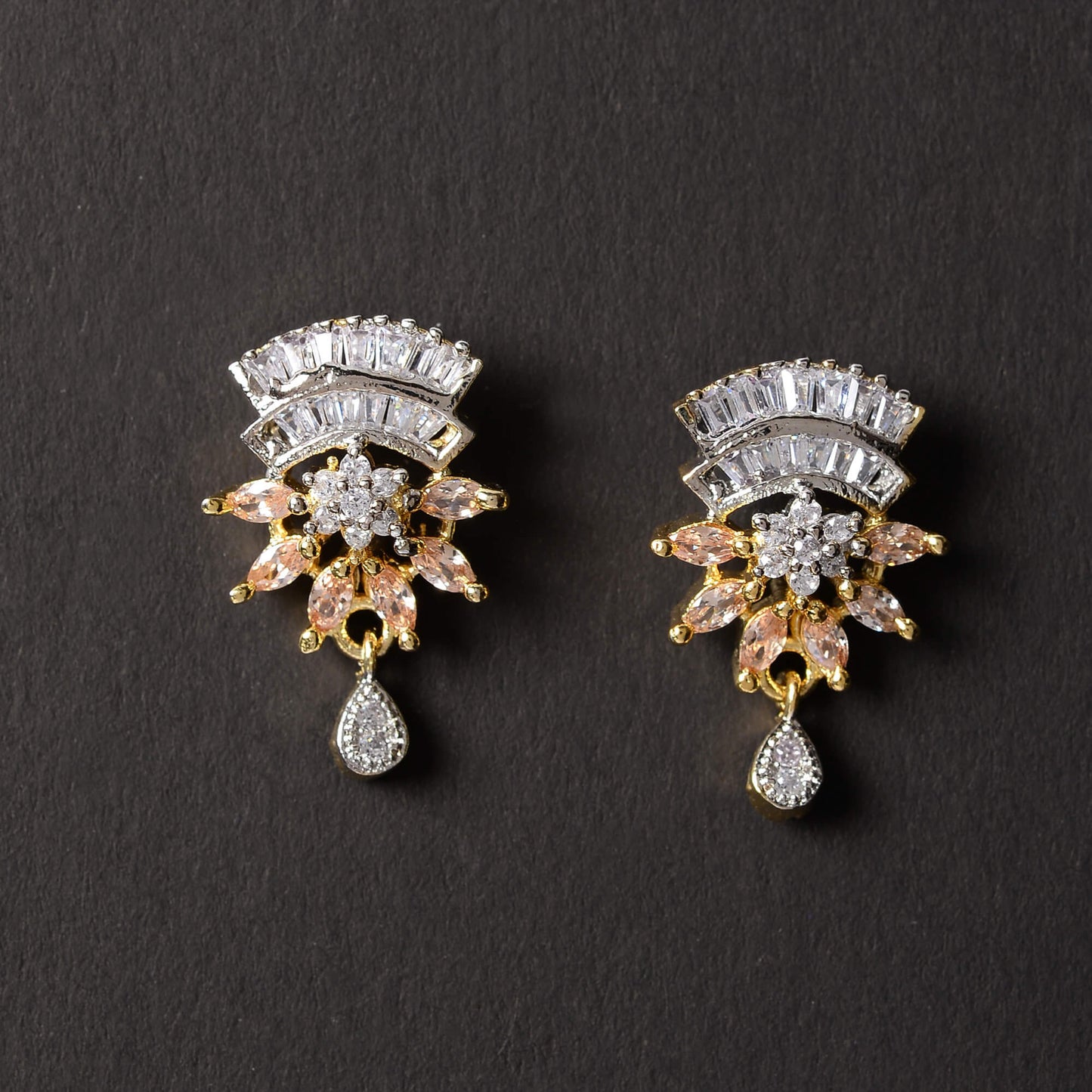 Cosmielle- Stone Studded Zirconia Stud Earrings