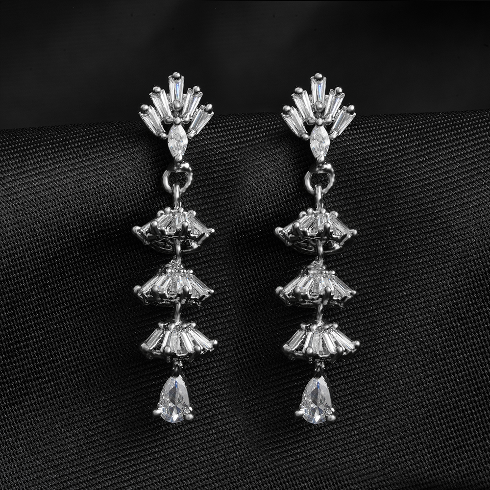 Galaxelle- Stone Studded Zirconia Dangler Earrings