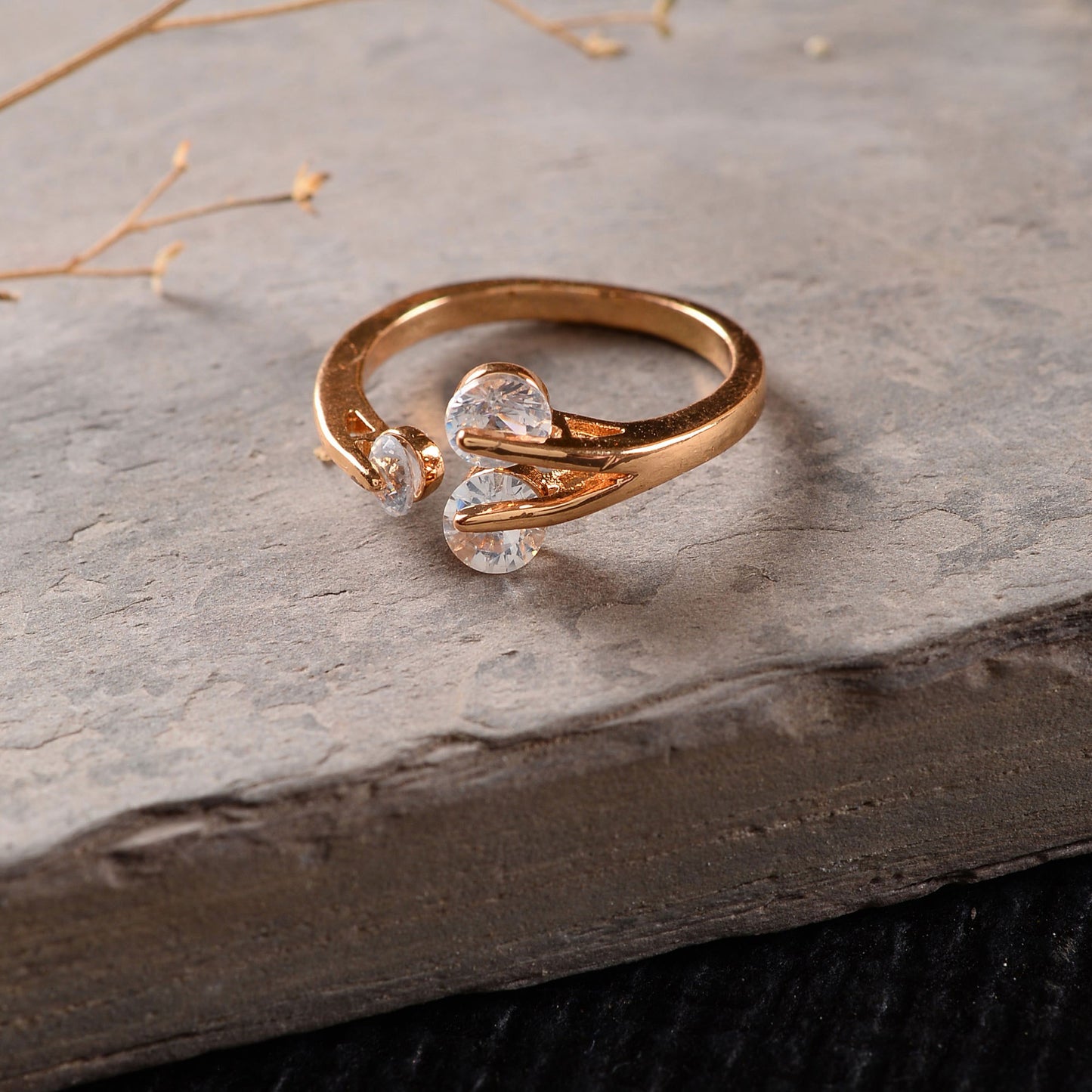 Nebulyn- Stone studded Rosegold Fancy Rings