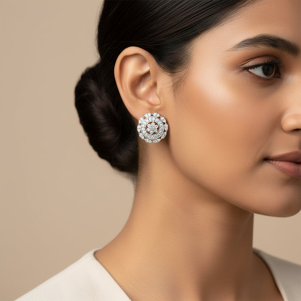 Auralyn- Stone Studded Zirconia Stud Earrings