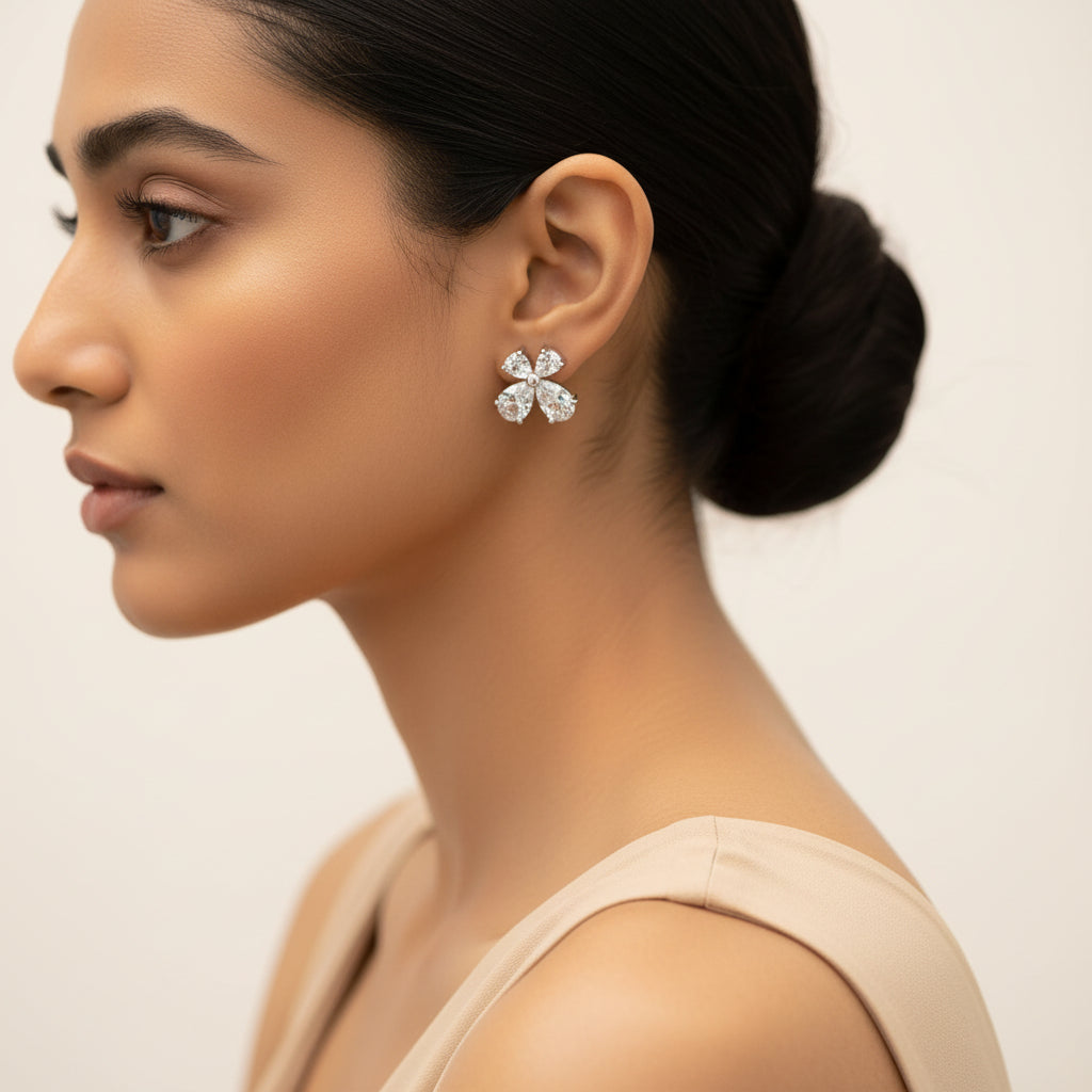 Lunavea- Stone Studded Zirconia Stud Earrings