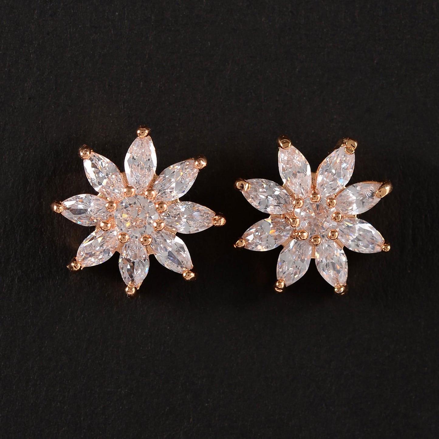 Lunistra- Stone Studded Zirconia Stud Earrings