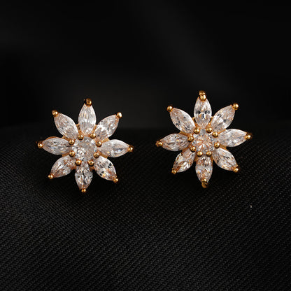 Lunistra- Stone Studded Zirconia Stud Earrings