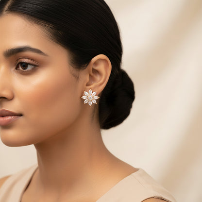 Lunistra- Stone Studded Zirconia Stud Earrings