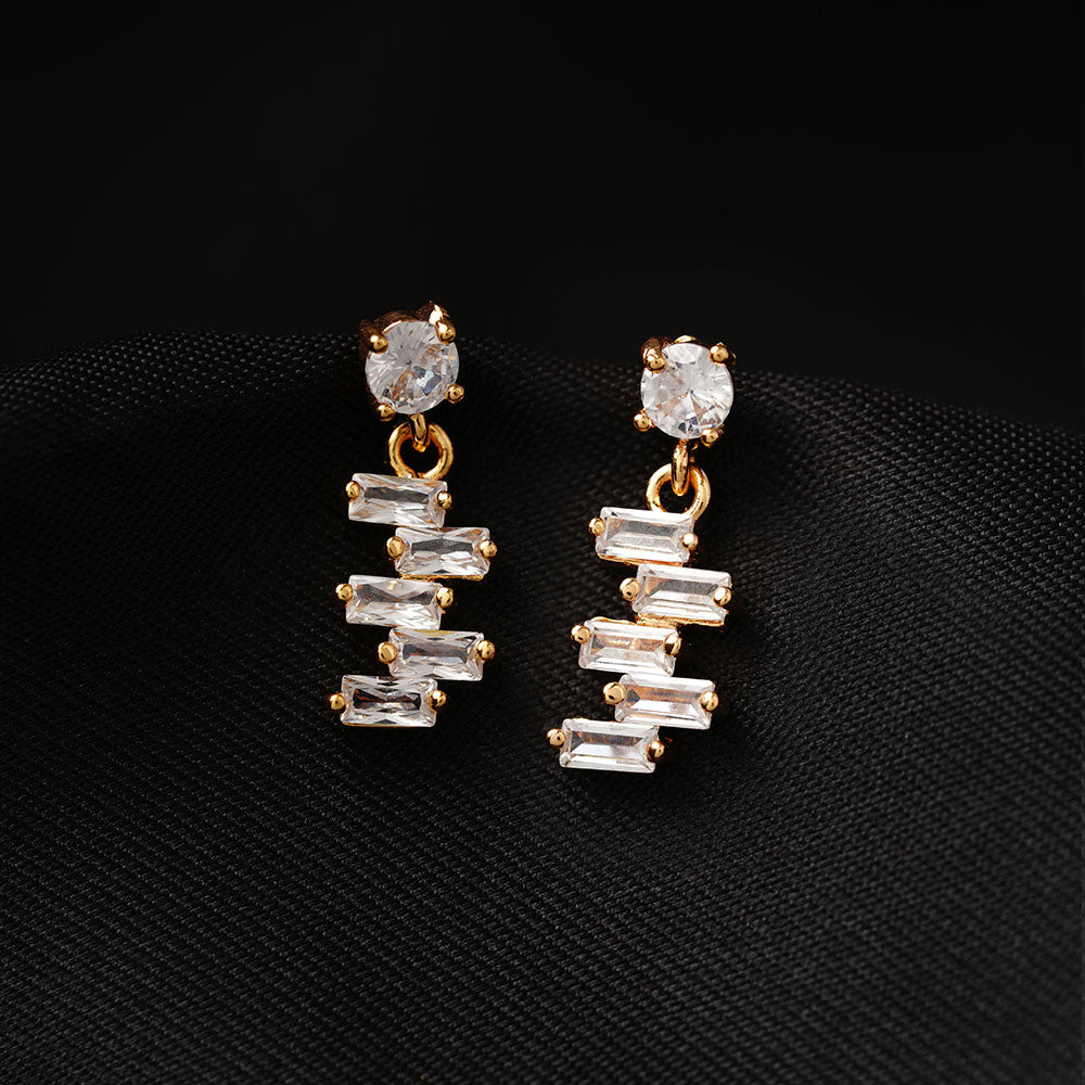 Moonelle- Stone Studded Zirconia Dangler Earrings