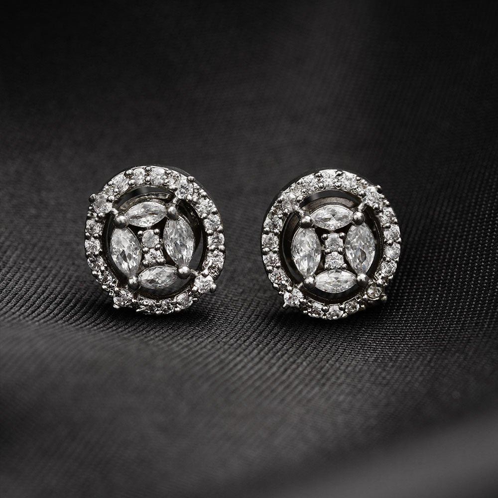 Lunaria Bloom- Stone Studded Zirconia Stud Earrings