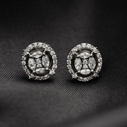 Lunaria Bloom- Stone Studded Zirconia Stud Earrings