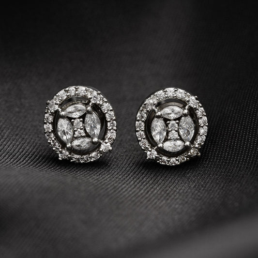 Lunaria Bloom- Stone Studded Zirconia Stud Earrings