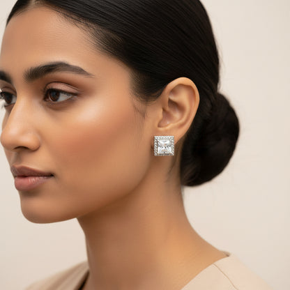 Dawnelle- Stone Studded Zirconia Stud Earrings