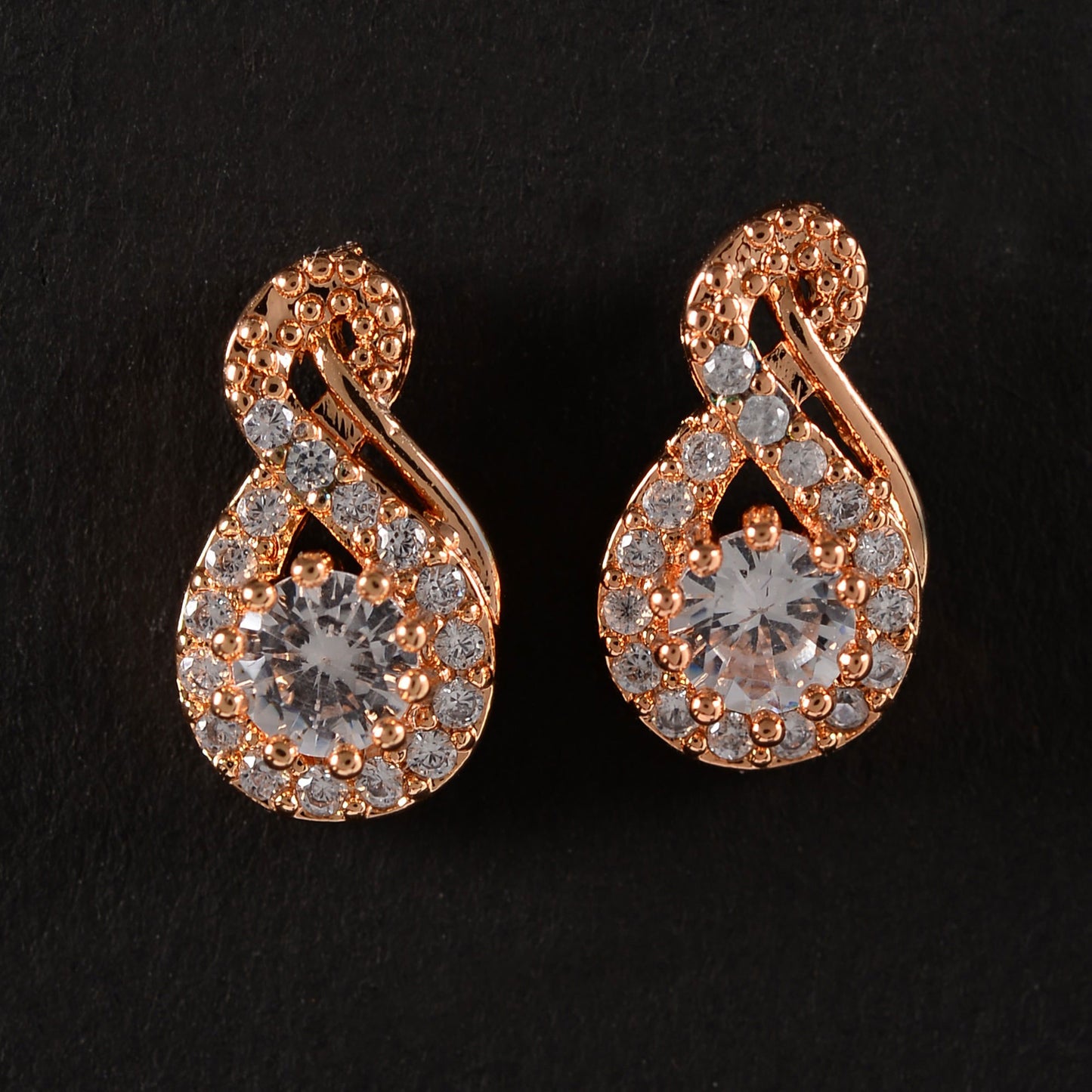 Lunine- Stone Studded Zirconia Stud Earrings