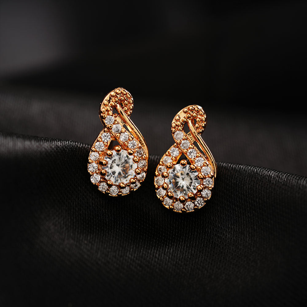 Lunine- Stone Studded Zirconia Stud Earrings