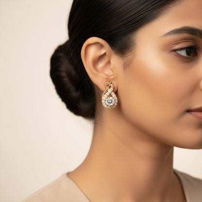 Lunine- Stone Studded Zirconia Stud Earrings