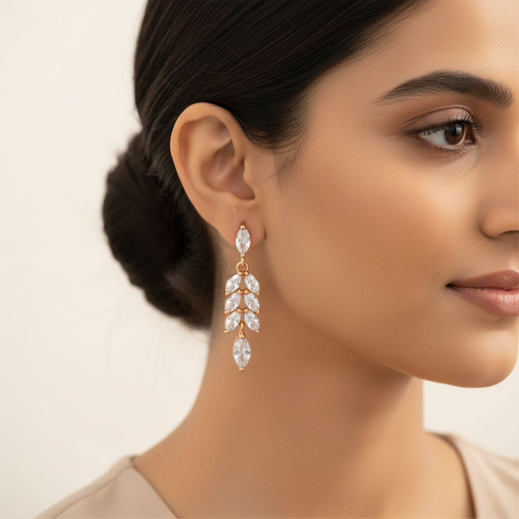 Nightrielle- Stone Studded Zirconia Dangler Earrings