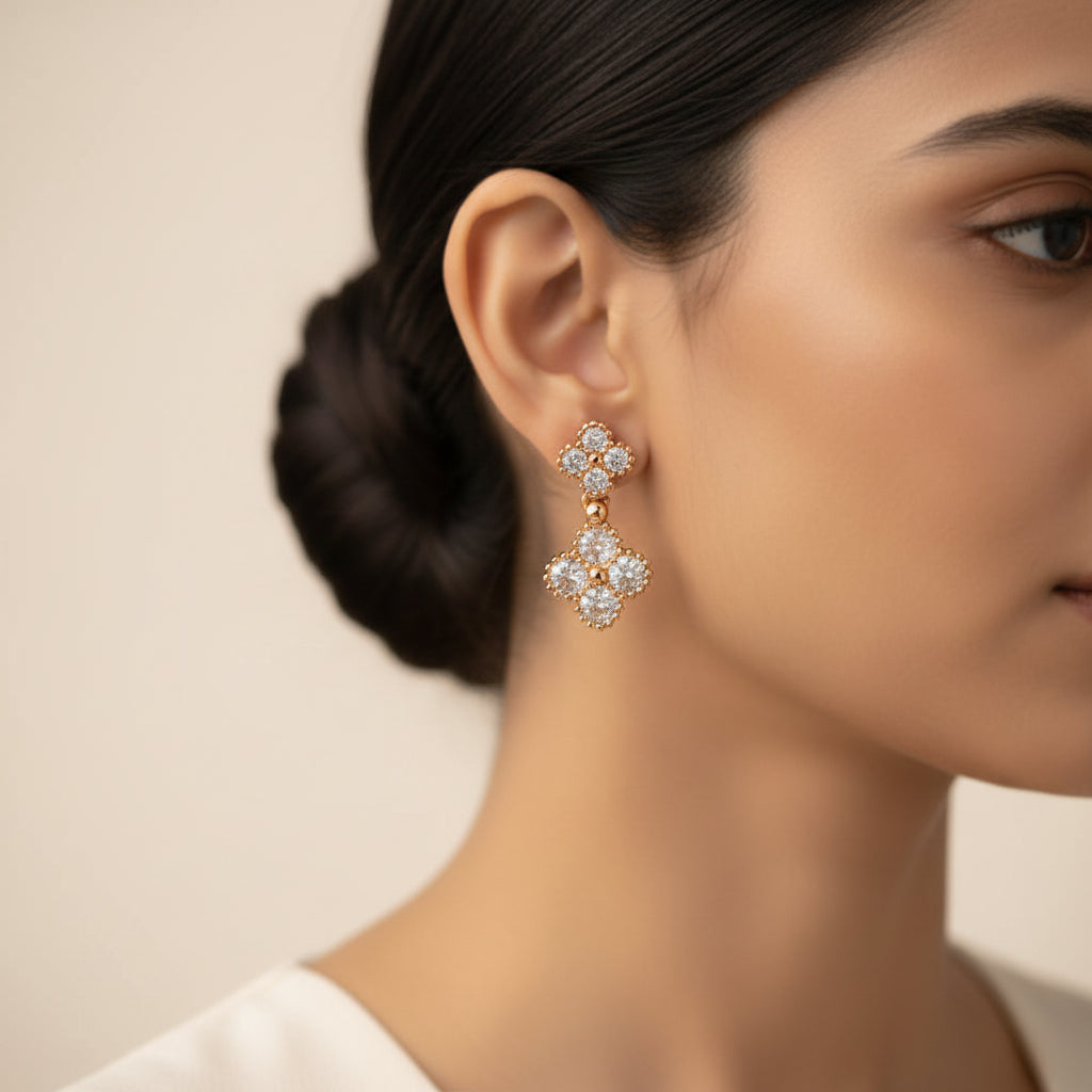 Aurivelle- Stone Studded Zirconia Stud Earrings