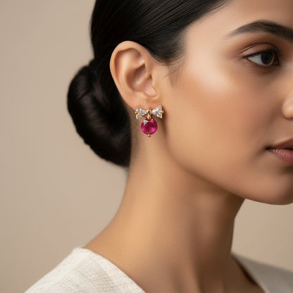 Selaria- Stone Studded Zirconia Stud Earrings