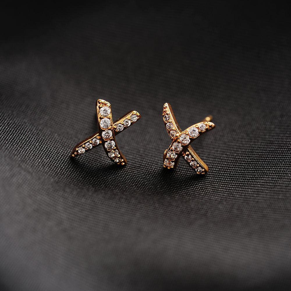 Moonrose- Stone Studded Zirconia Stud Earrings