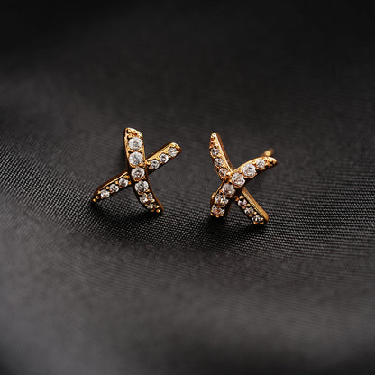 Moonrose- Stone Studded Zirconia Stud Earrings