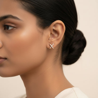 Moonrose- Stone Studded Zirconia Stud Earrings