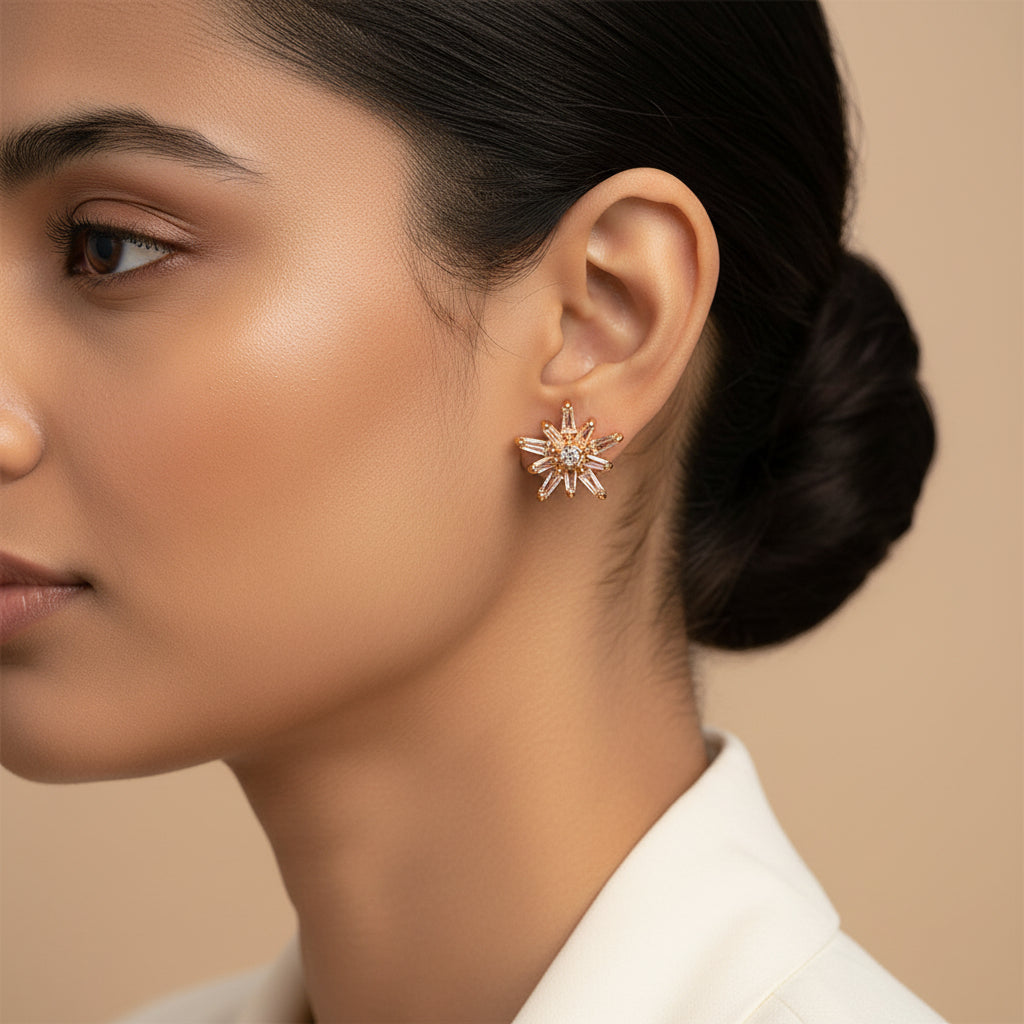 Aurylisse- Stone Studded Zirconia Stud Earrings