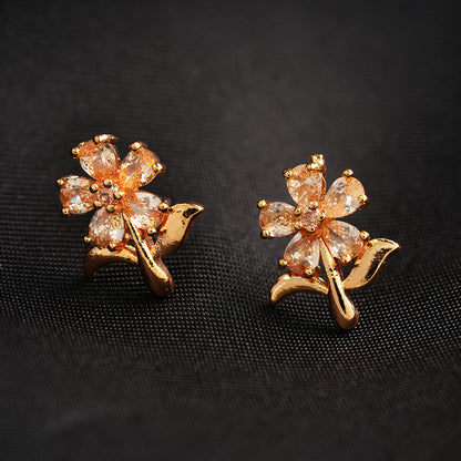 Auroline- Stone Studded Zirconia Stud Earrings