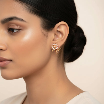 Auroline- Stone Studded Zirconia Stud Earrings