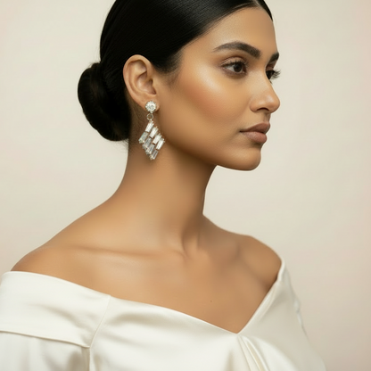 Lunara Mist- Stone Studded Zirconia Stud Earrings