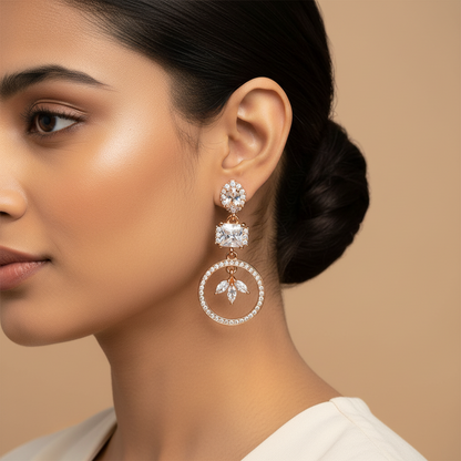 Aurineva- Stone Studded Zirconia Dangler Earrings