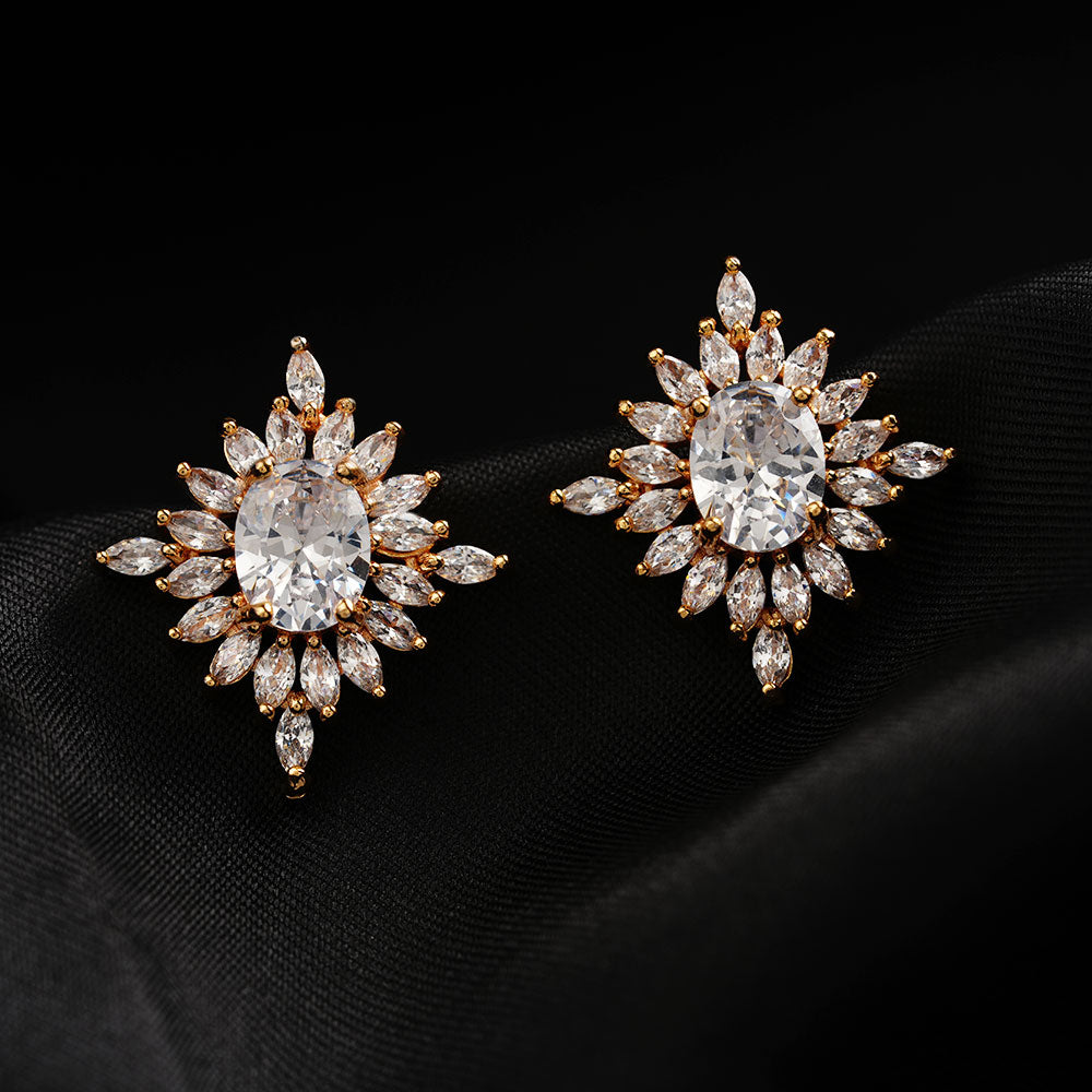 Lysoria- Stone Studded Zirconia Stud Earrings