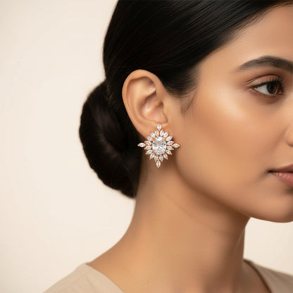 Lysoria- Stone Studded Zirconia Stud Earrings