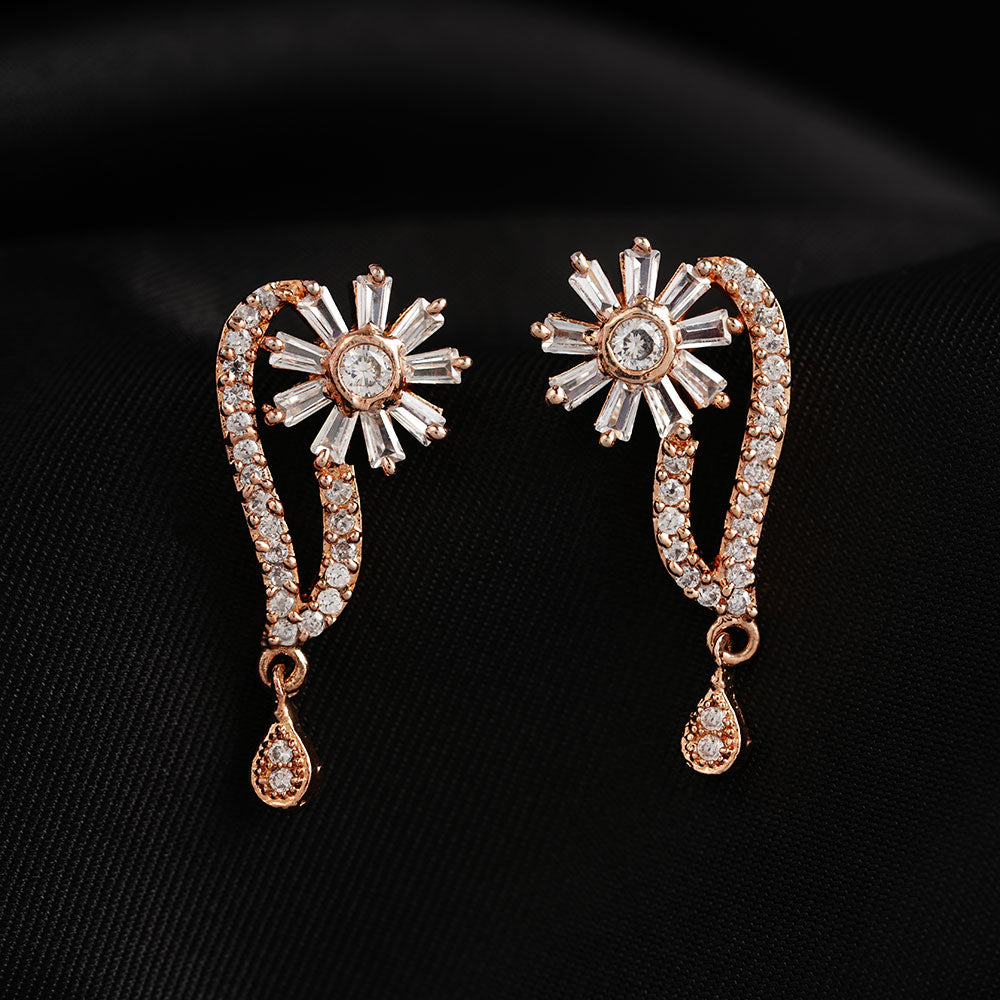 Celunelle- Stone Studded Zirconia Stud Earrings