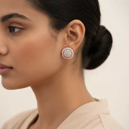 Stellara Bloom- Stone Studded Zirconia Stud Earrings