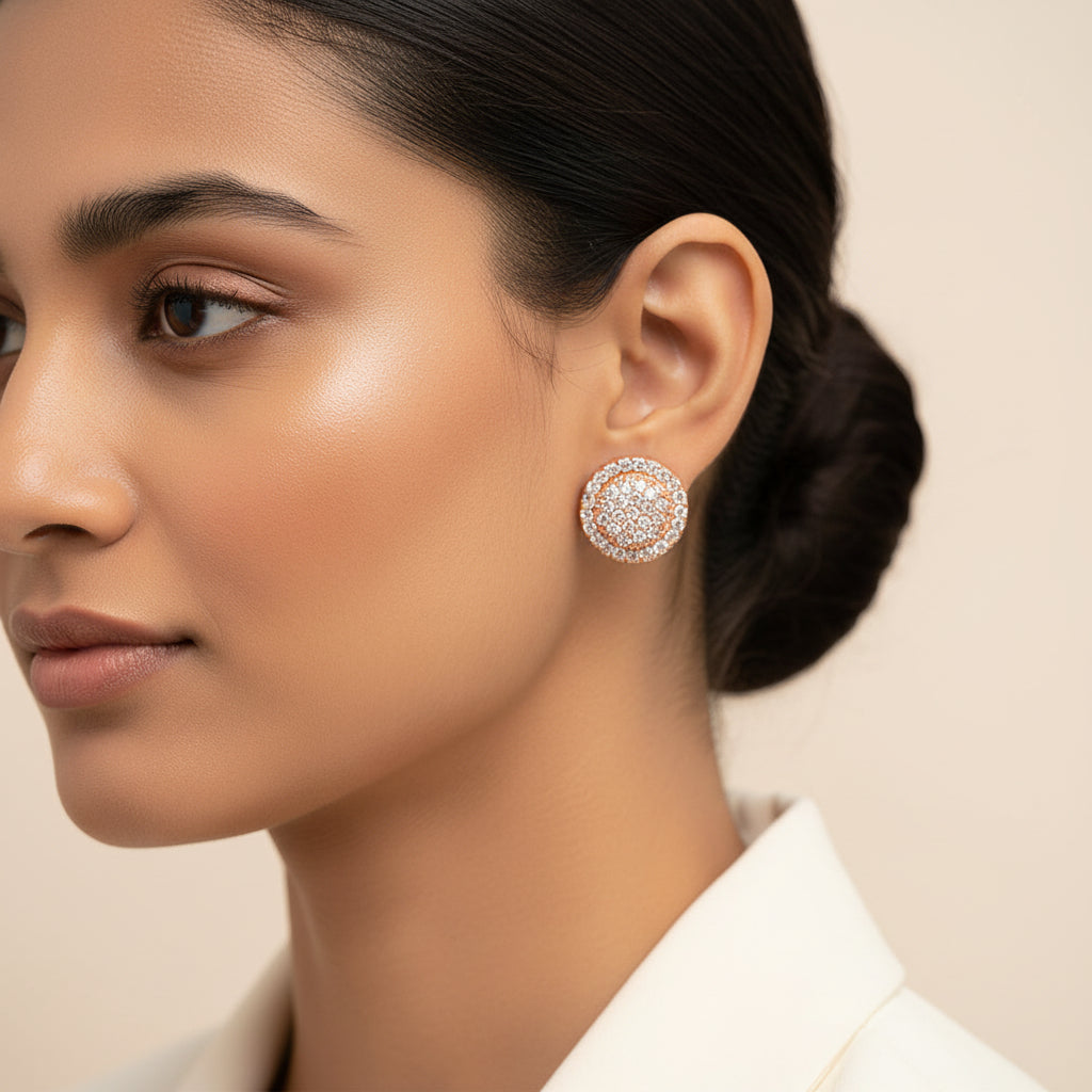 Asterelle- Stone Studded Zirconia Stud Earrings