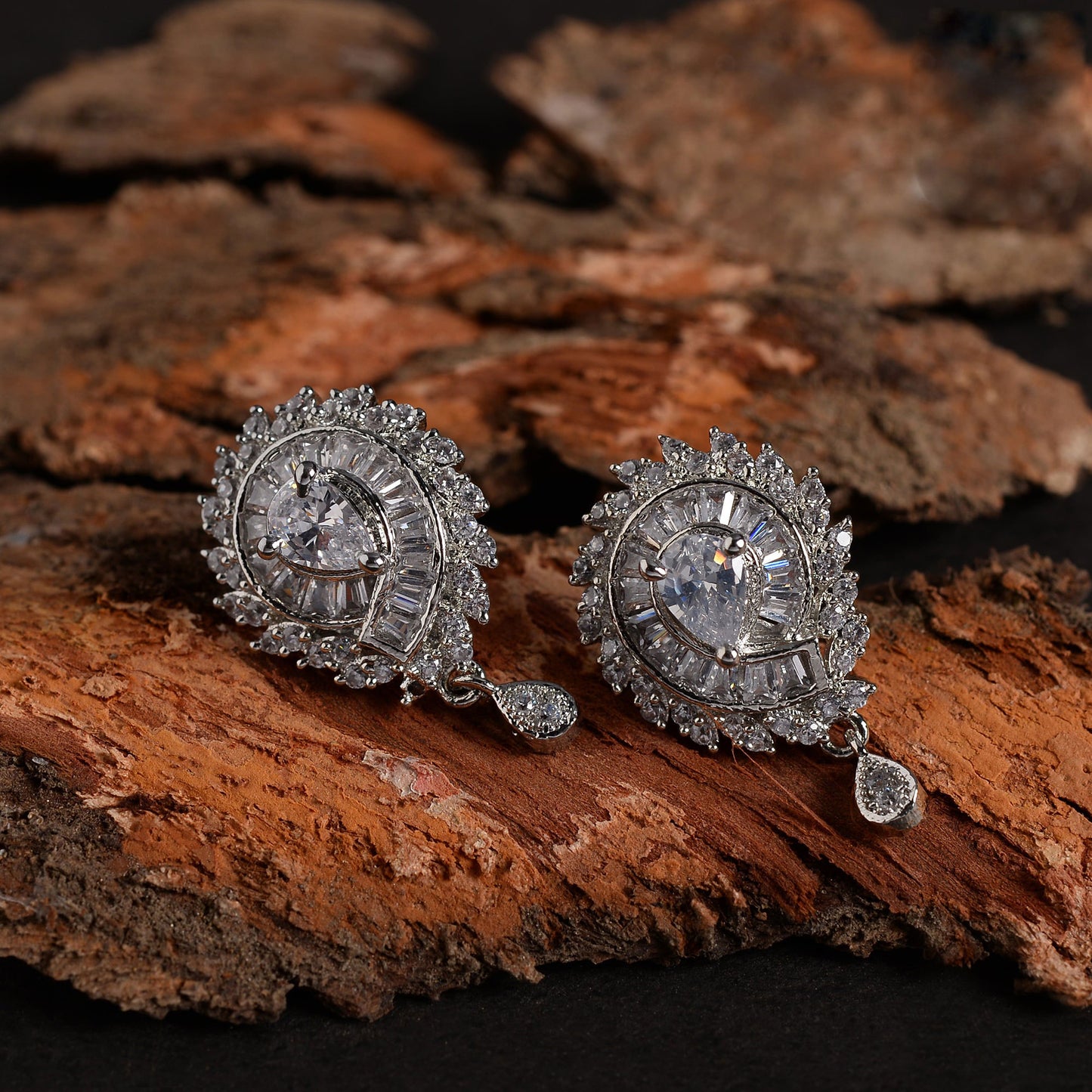 Lumirea- Stone Studded Zirconia Stud Earrings