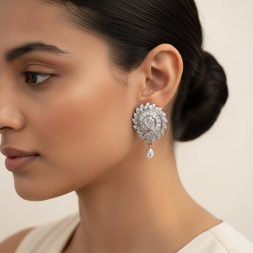 Lumirea- Stone Studded Zirconia Stud Earrings