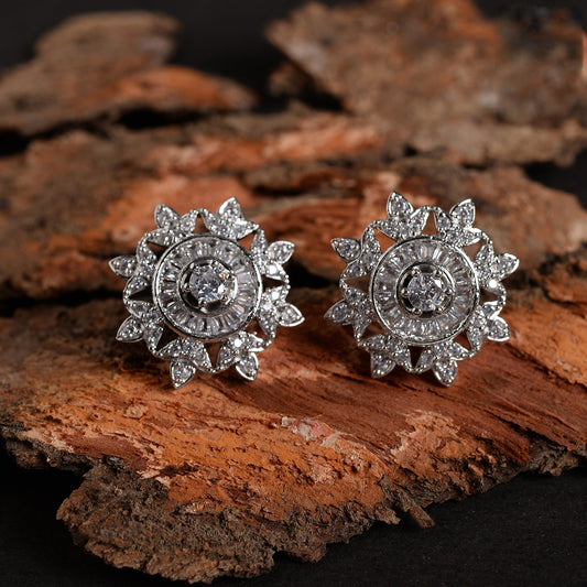Moonisse- Stone Studded Zirconia Stud Earrings