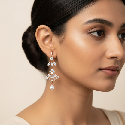 Starlettea- Stone Studded Zirconia Dangler Earrings