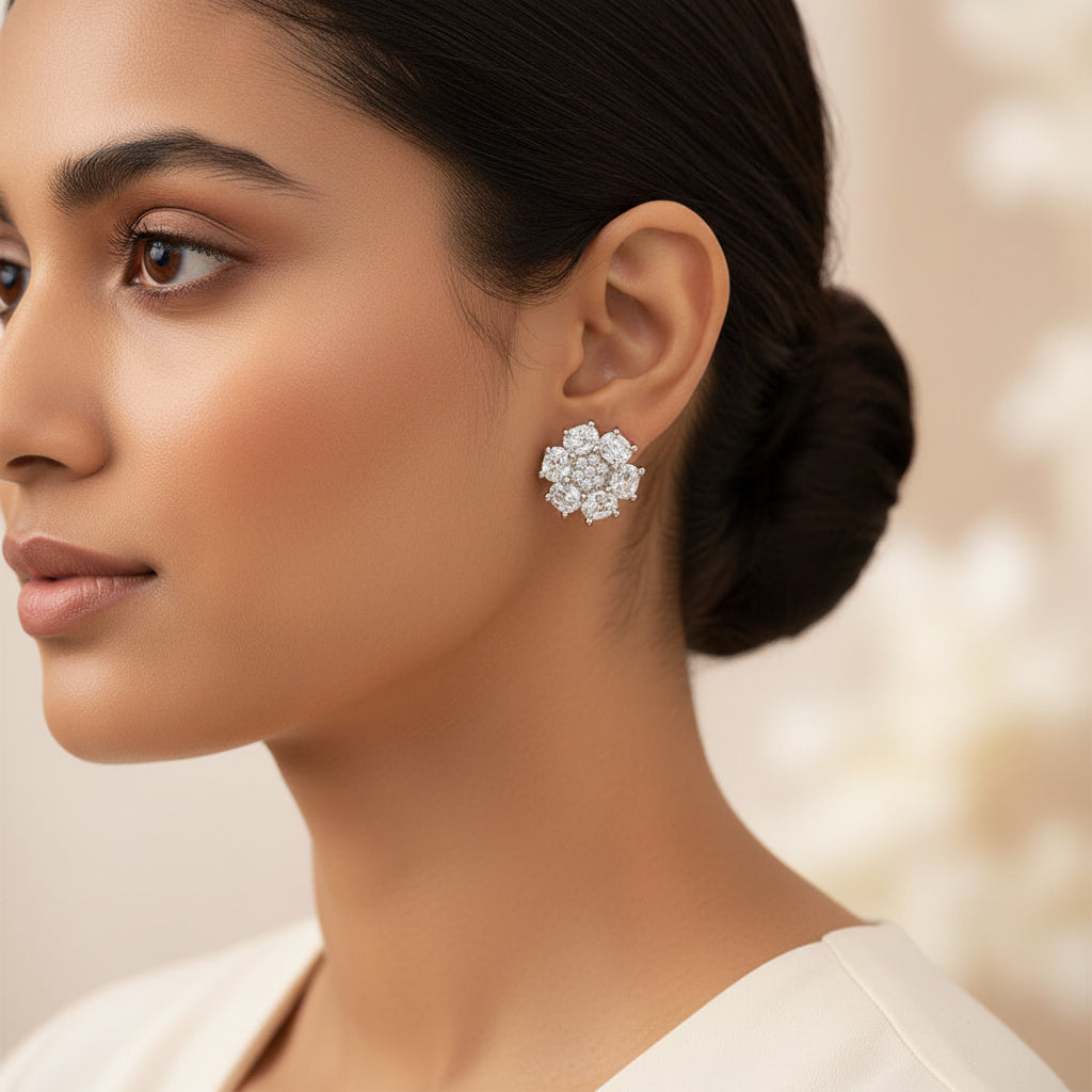 Luristelle- Stone Studded Zirconia Stud Earrings