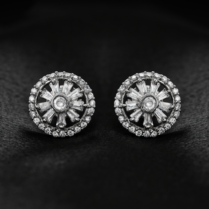 Lunastra Rose- Stone Studded Zirconia Stud Earrings