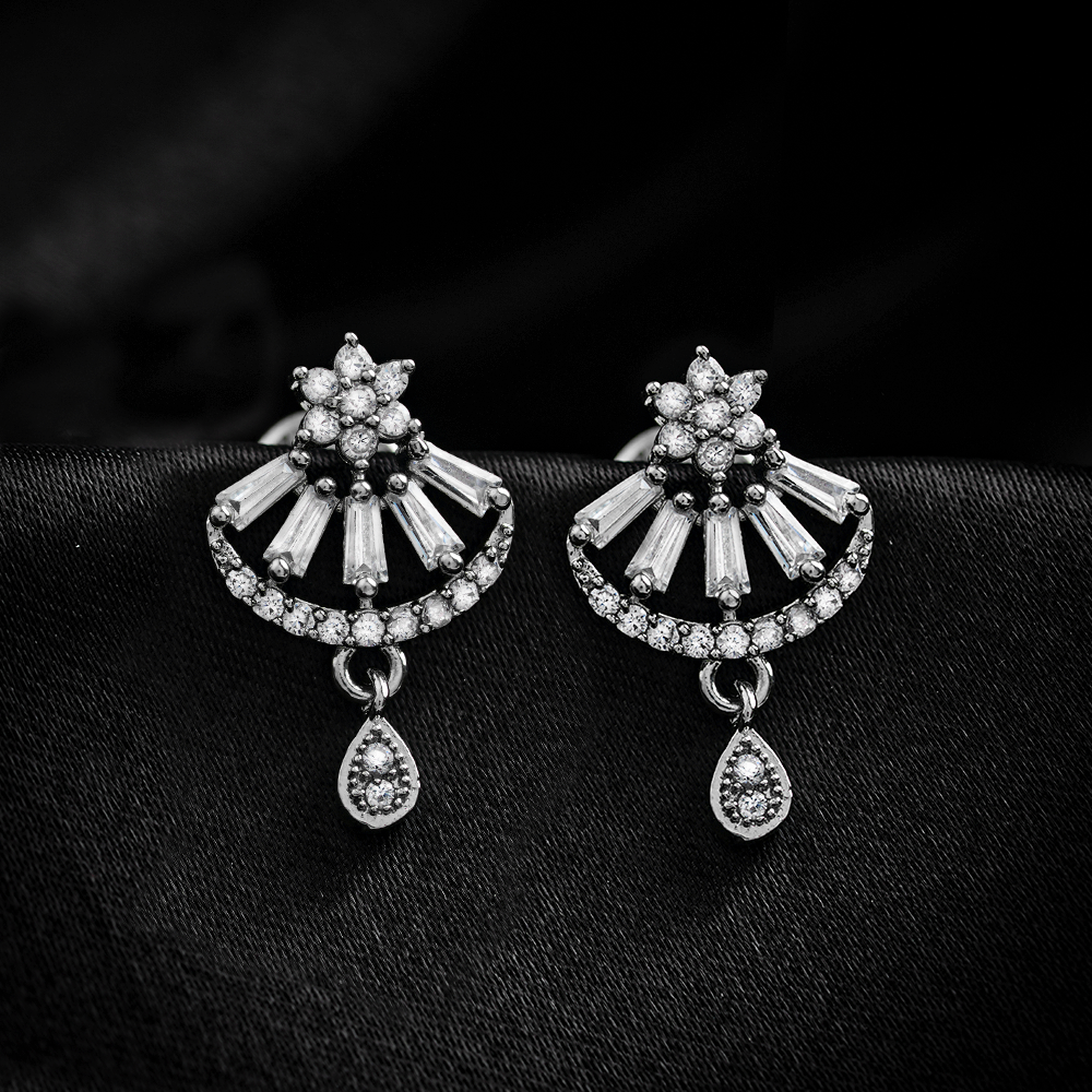 Asterina- Stone Studded Zirconia Stud Earrings