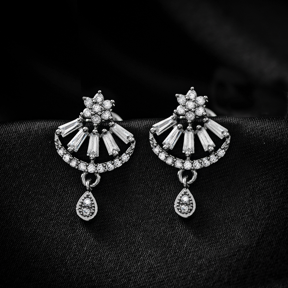 Asterina- Stone Studded Zirconia Stud Earrings