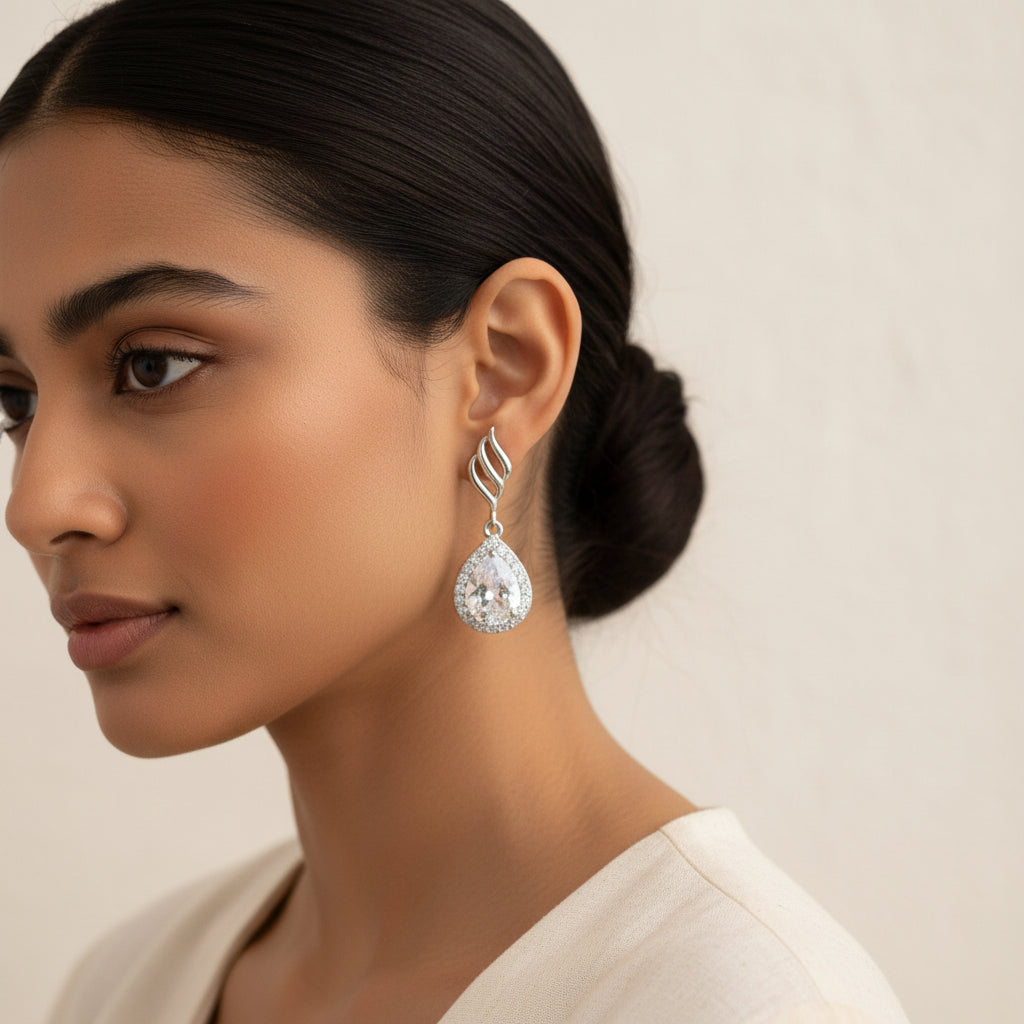 Moonthera- Stone Studded Zirconia Stud Earrings