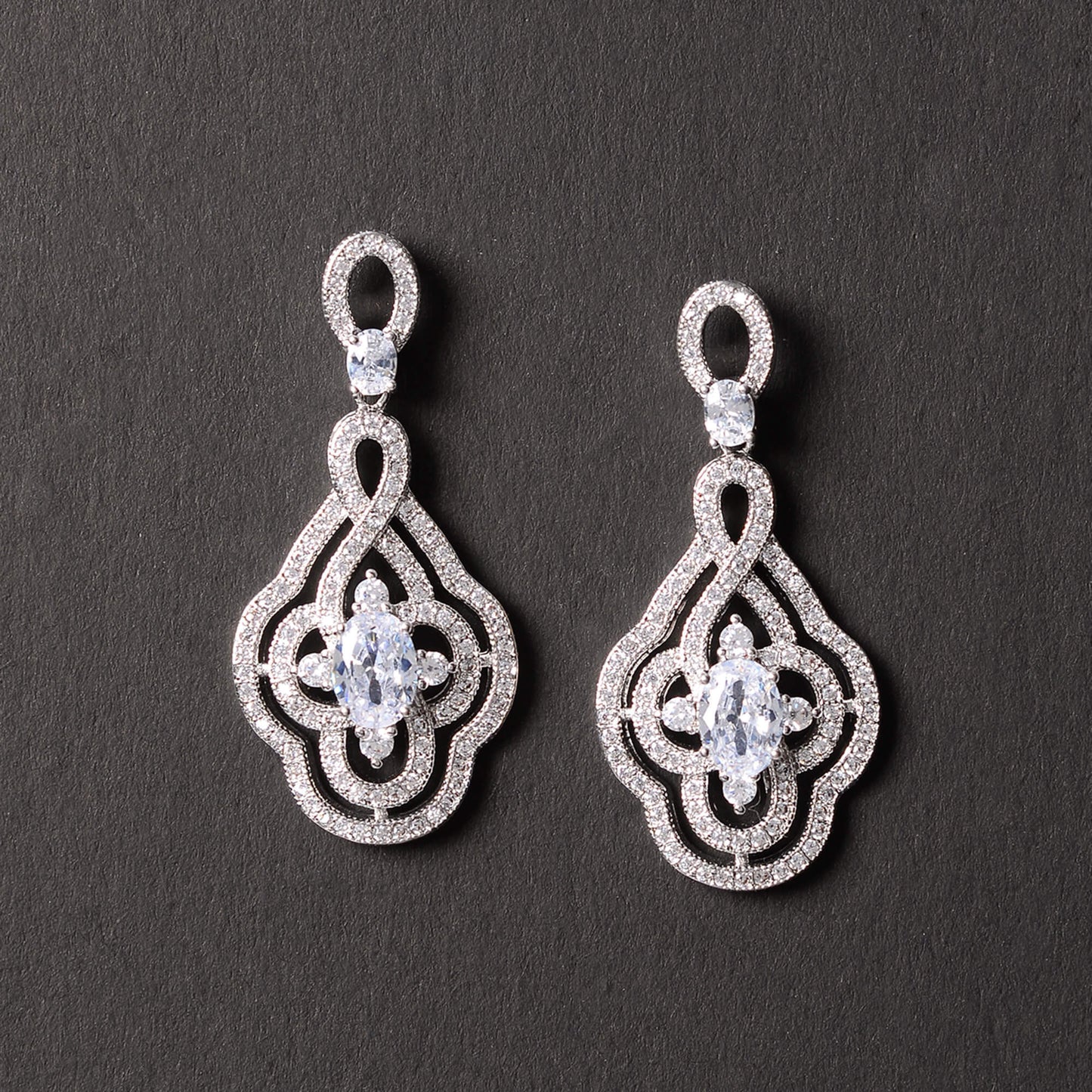 Luminya- Stone Studded Zirconia Stud Earringsf