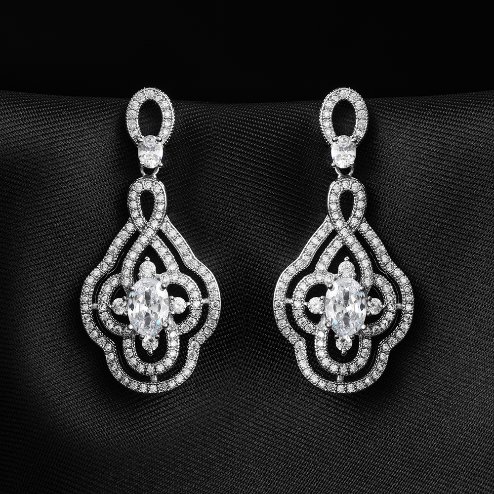 Luminya- Stone Studded Zirconia Stud Earringsf